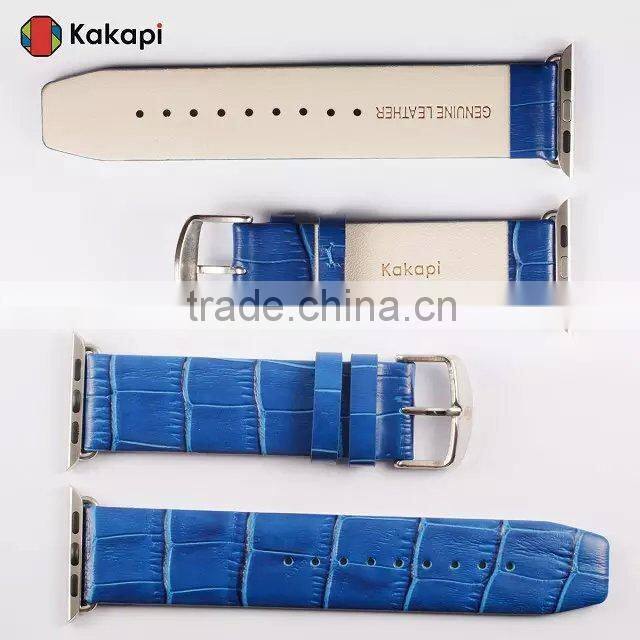 Kakapi Single Buckle Genuine Leather Watch Band Wrist Strap With Watchband Converter For 42MM Apple Watch MT-3910