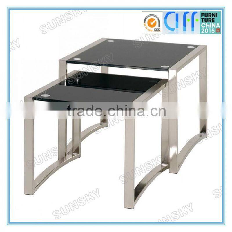 two layers rectangle tempered glass top coffee table 4262