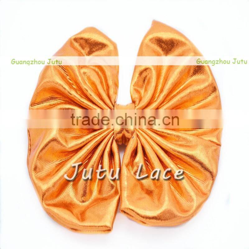 Wholesale DIY craft decorative flowers hair bows -Big Shiny Fabric Golden Bowknots Garment Accessories