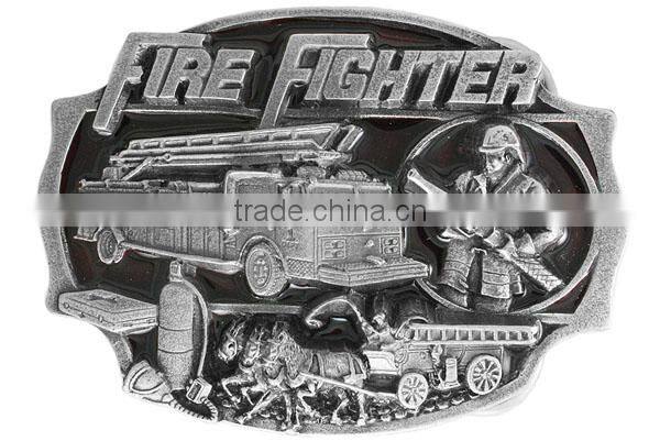 Lead & Nickel Free "Volunteer Firefighter" And Displays A Red Enamel-Filled Firetruck Metal Fridge Magnet