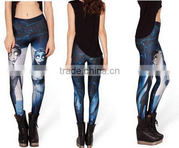 east knitting New space the Corpse Bride Printed fitness leggings punk rock pants