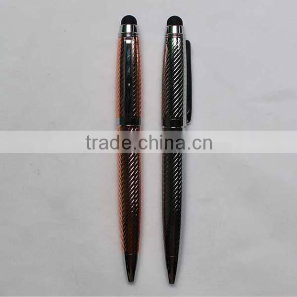 engraved pen barrel 2 in 1 high quality twist metal ball pen with stylus touch pen