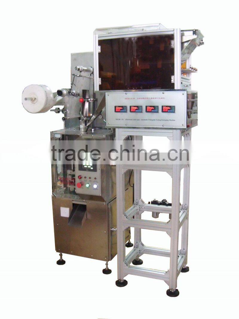 DXDC-6 pyramidal and rectangular (flat) tea bag (with string and tag) packing machine for nylon cloth