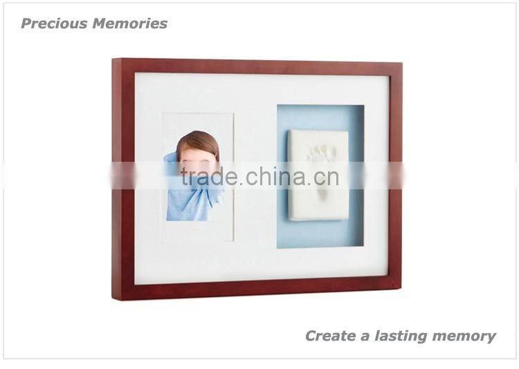 High quality baby hand imprint with wall wood frame moulding sculpture