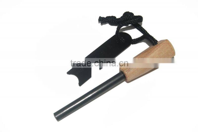 Wooden Handle Fire Striker Outdoor Survival Tool Camping Fire Flint Striker
