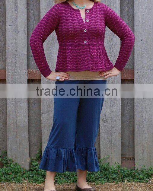 Miss123 Plus Size Yoga waist Women's Formal Capri Pant Suits ruffle pant suit