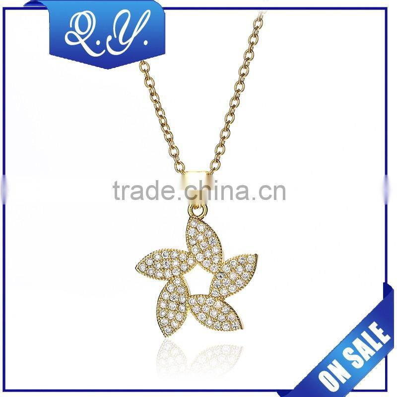 Ladies Costume Jewelry Circle Design Windmill Shaped Pendant Necklace