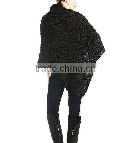 Winter Skies Black turtleneck poncho sweater