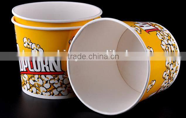 Disposable enviromental White cardboard paper laminating popcorn bucket