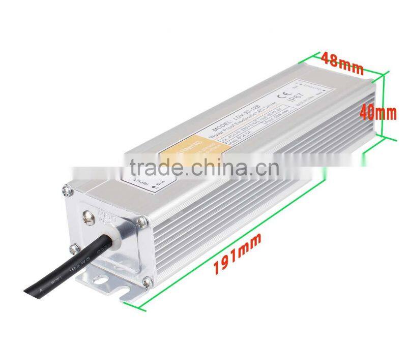 Constant voltage IP67 Certificate AC DC LDV-50-12 220V input waterproof 12v led driver