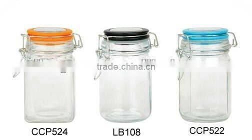 LB107K3/4P glass spice jar with decal printing with pvc box