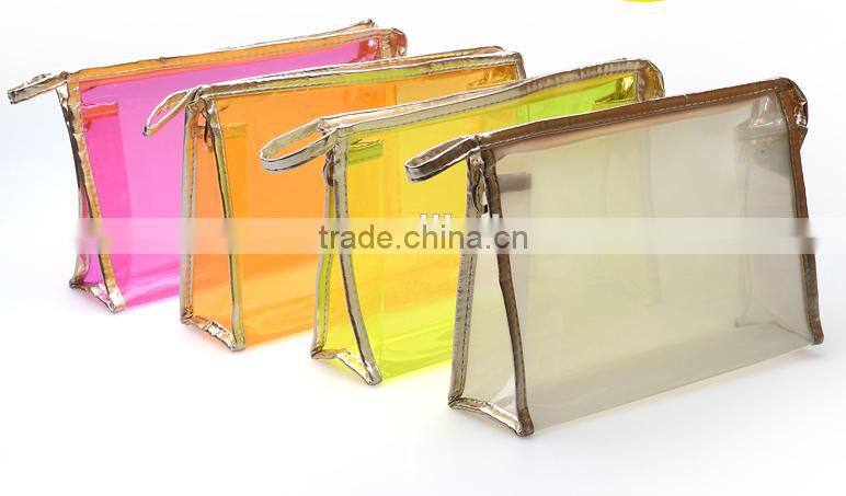 Transparent cosmetic bag pvc/Clear Travel Size Toiletry bag Bottles Carry On makeup pouch /portable toilet bag