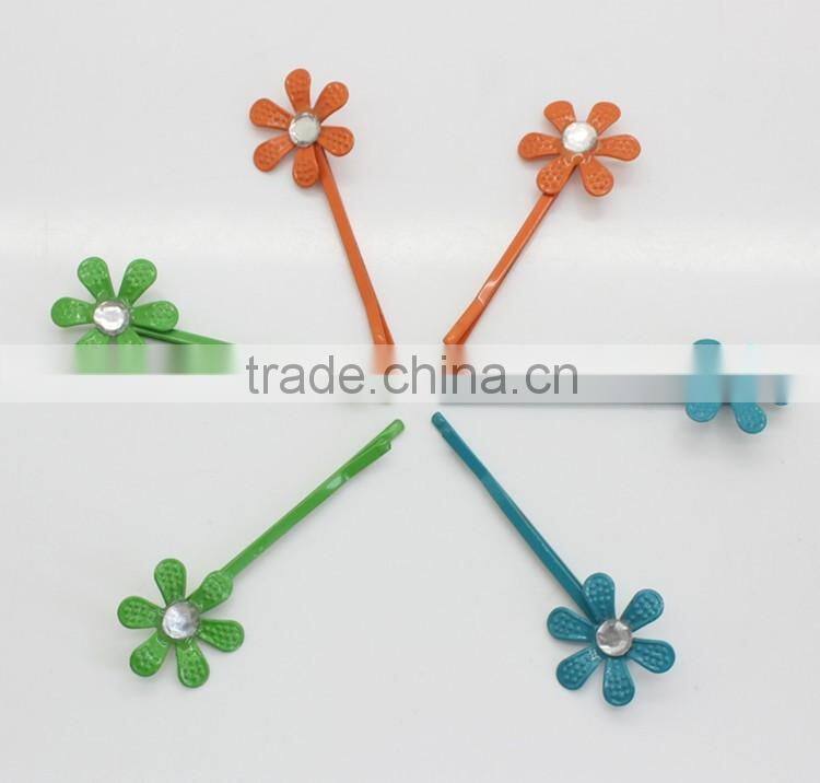 New flower pearl hairpin for girls alloy hair claw colorful kids hair clips and grips