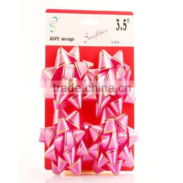 Colorful star ribbon bow pre-made bow for Christmas gift decoration