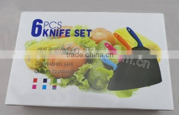 Promotion 5pcs knife set with stand / colorful knife set with non-stick in gift box