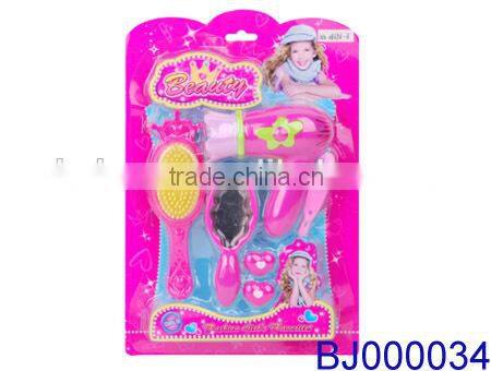 New arrival fancy toy for girls plastic electric hair dryer and led hair straightener toy set