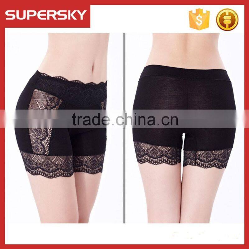 K-961 Lace Trim Women Safety Slim Elastic Short Legging Girl Underwear Short Lace Leggings