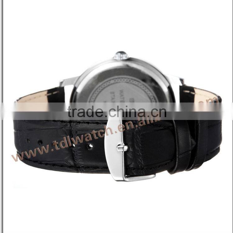 9142 high quality unisex leather band two time zone watch