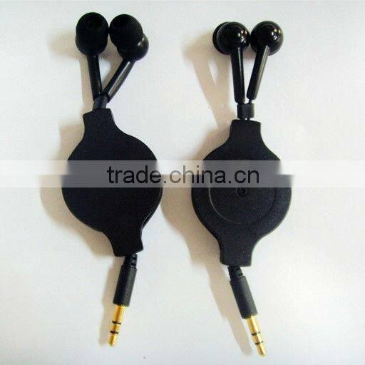 hot selling high quality stereo MP3/4 player retractable earphone