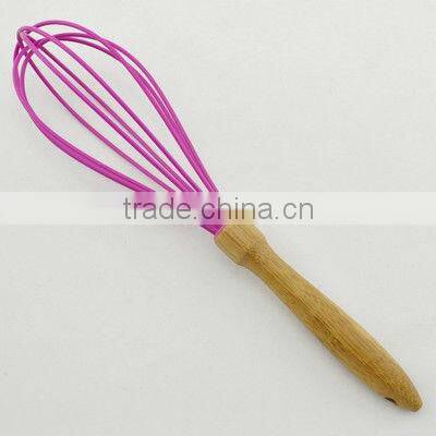 silicone balloon whisk with bamboo handle/wood handle