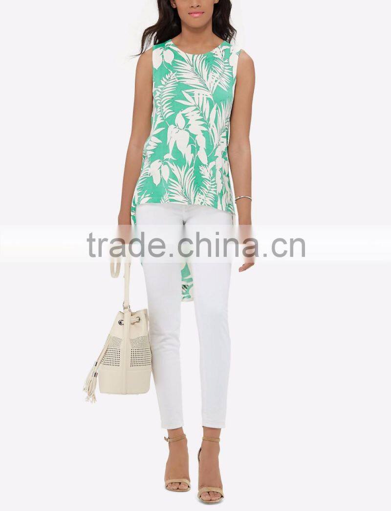 Women summer clothing long tank top african printed long back designs