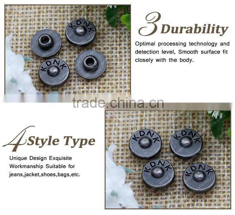 Antique silver alloy custom metal jeans rivet leather jean metal button