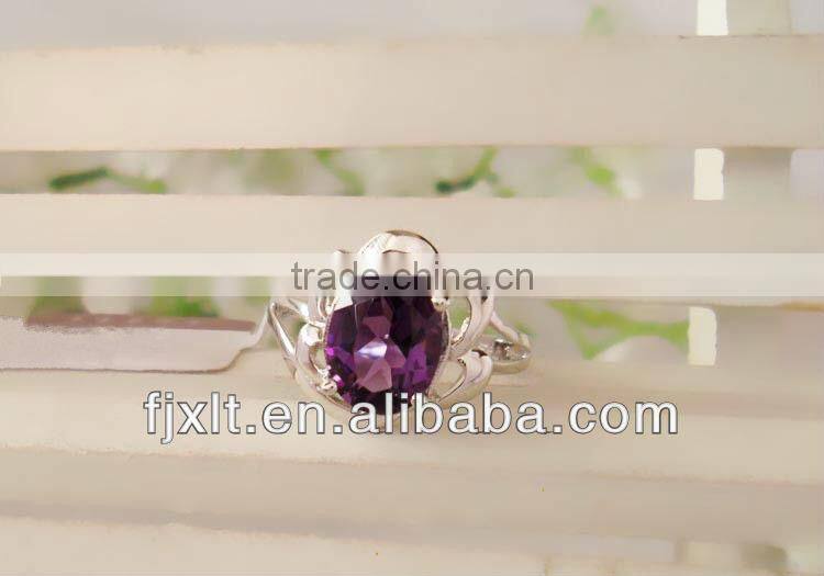 925 Sterling Silver Amethyst Gemstone Engagement Ring