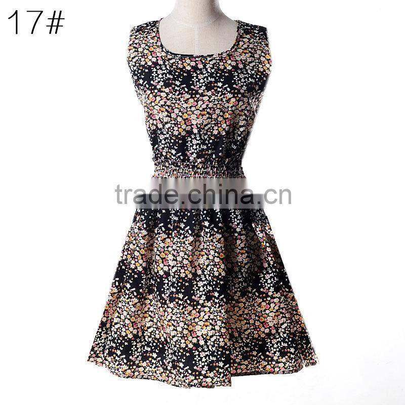 Cotton sleeveless dresses with different patterns 25 styles for your free choose