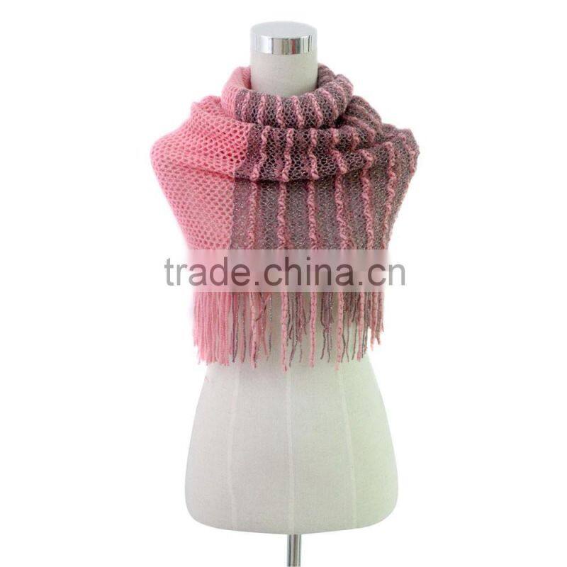 two tone color fringe best selling magic knitted infinity scarf