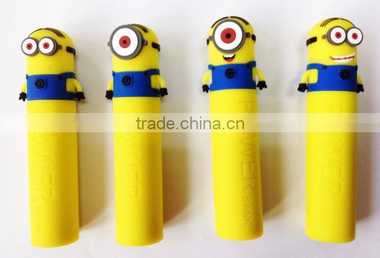 2014 New PVC cartoon minions style mobile power bank 2000mah/2200mah/2600mah