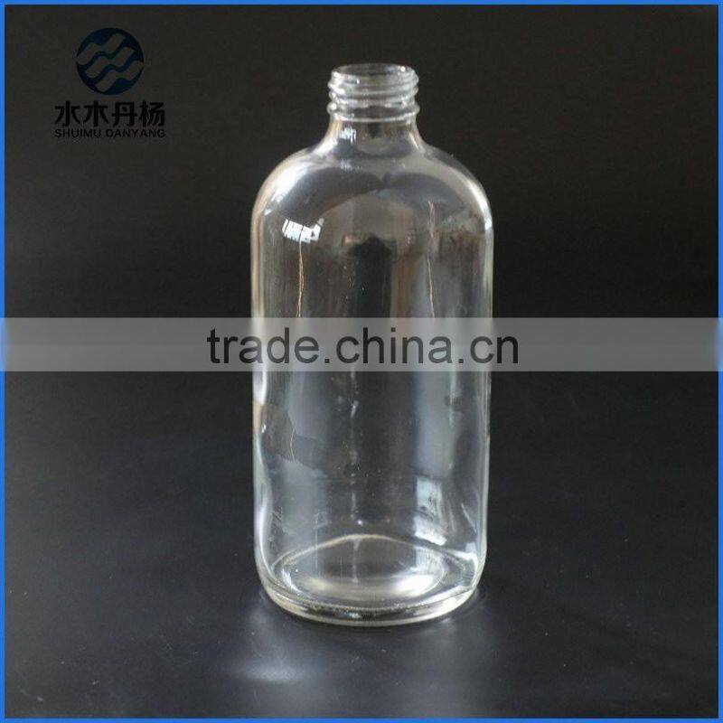 500ml 16oz clear boston round glass bottle pharmaceutical clear boston bottle with gold screw cap