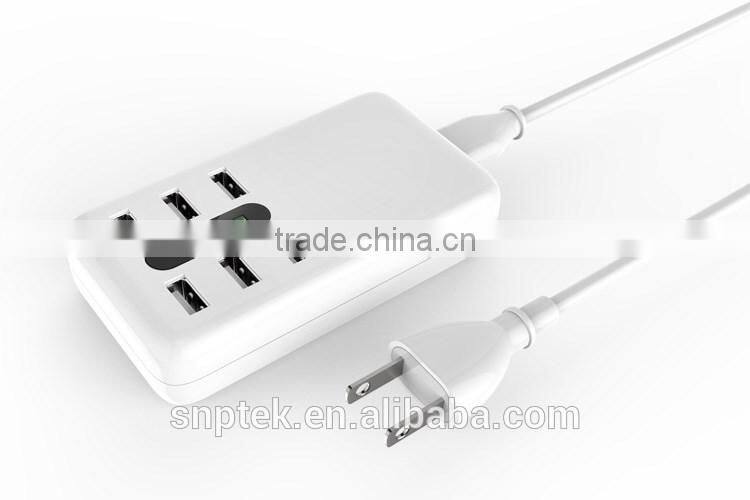 LED light Multiple USB 6 Ports 8.4A Charger Quick USB desktop Charger with crystal sticker for iPhone iPad SamsungGalaxy Pad