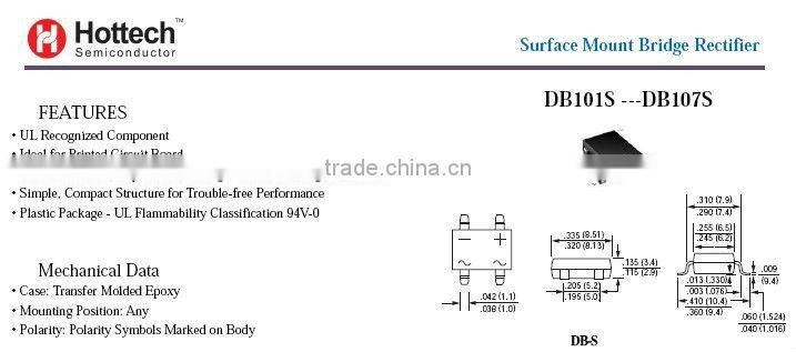 SMD DB107S 1000V1A Bridge rectifier manufacturer
