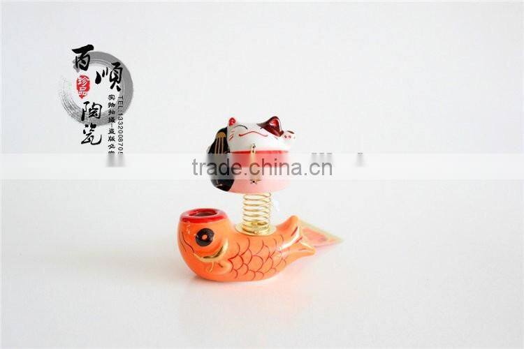 golden fish base ceramic lucky cat for car decoration Colors to choose fortune cat