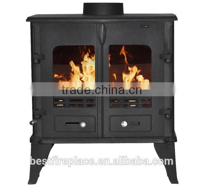 Freestanding traditional indoor multifuel burning cast iron stove