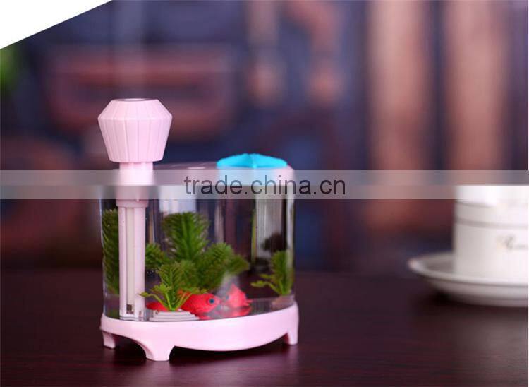 New arrival 3 in 1 usb mini humidifier night light fish tank mist diffuser for home office