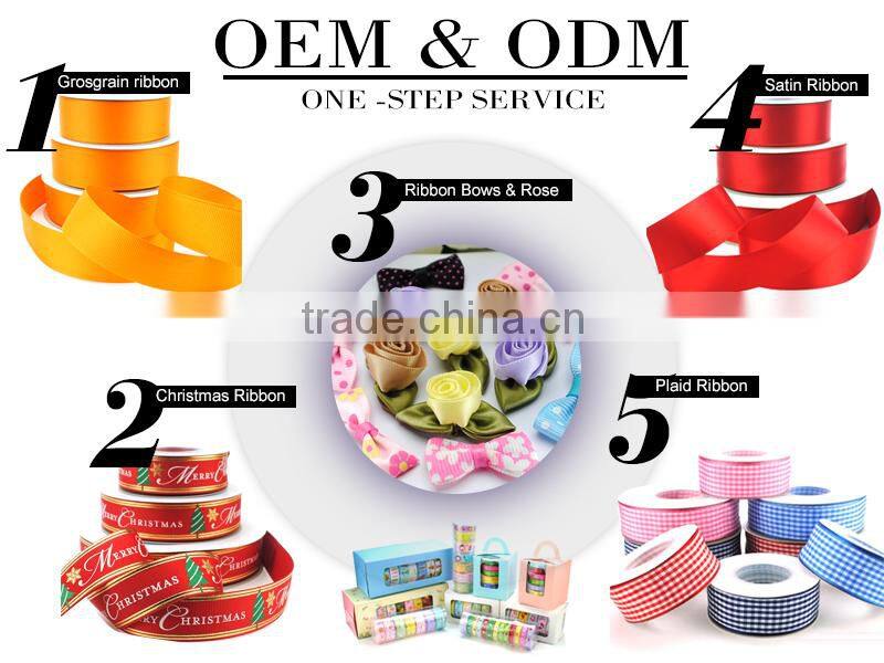 red polyester ribbon bow with loop for bottle decoration