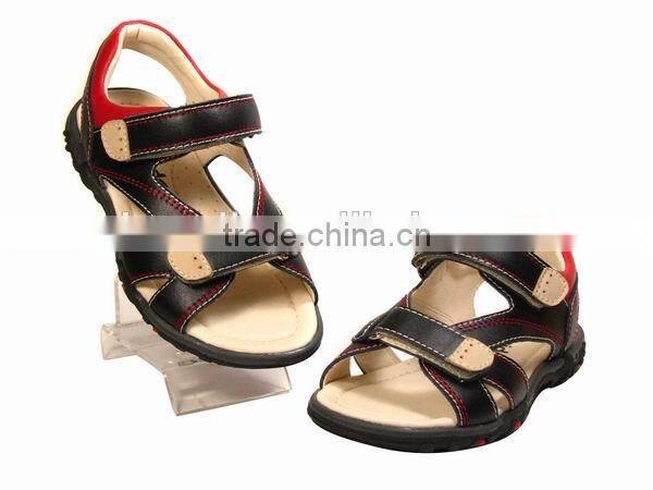 2016 Kids Black Summer PU Leather Beach Sandals for Boys
