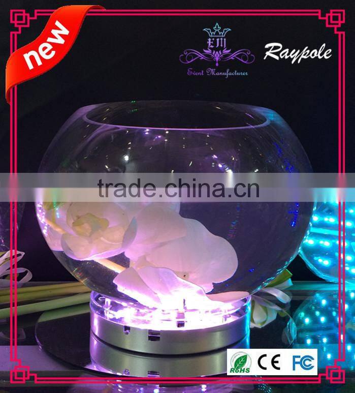 Wedding/party decoration led rechargeable glass decoation light base 6 inch under vase light