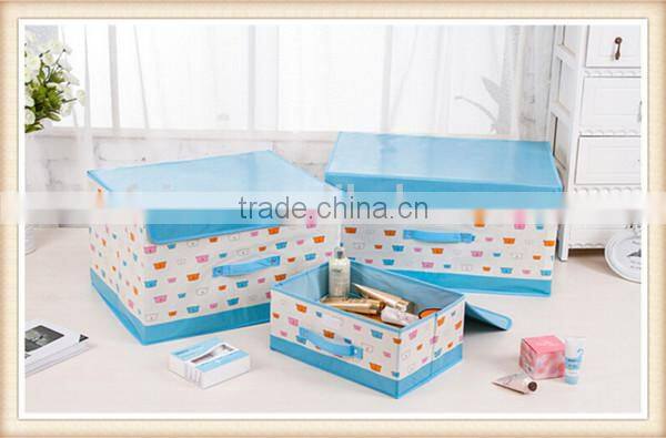 Factory price PE coating non-woven storage box with handle