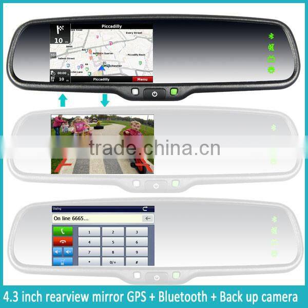 WINCE gps navigator car rear view mirror with bluetooth speaker car handsfree kit with auto brightness adjustable