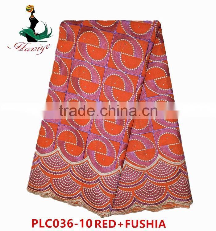 Haniye 2016 /PLC036 African Eyelet Swiss Voile Lace Factory Polished Lace With Stone For Wedding nigerian cotton lace