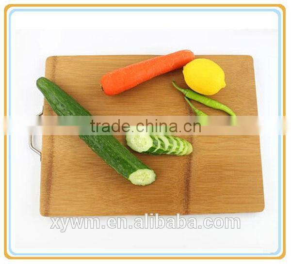 Organic Basic Traditional Easy Carry Hang Stainless Steel Handle Kitchen Butcher Bamboo Cutting Board Chopping Block