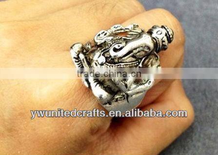 NEW POPULAR VINTAGE SILVER OHM LORD GANESH METAL RING COLLECTIBLE RING