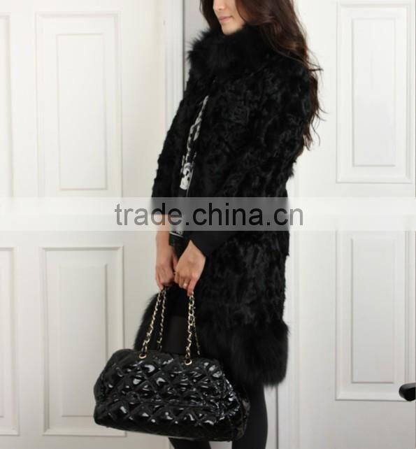 2015 hot selling on fashion lamb fur coat for ladys