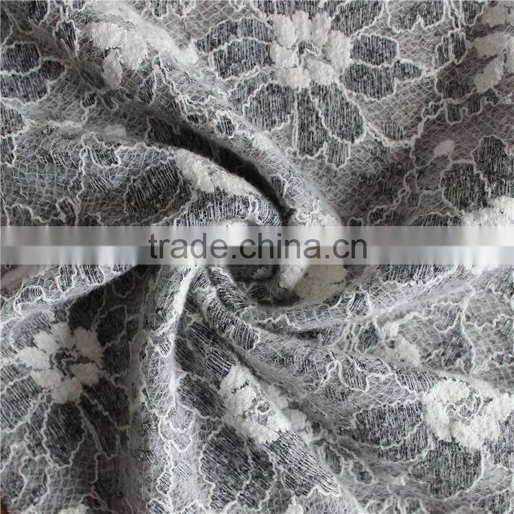 Grey swiss voile african lace knitting fabrics for clothing/garment