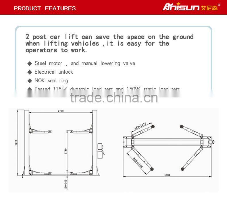 floor plate 2 post car hoist lift 3500kg