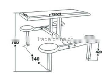 Tengya Restaurant Fiberglass School Canteen Table and Chair Dining Hall Furniture