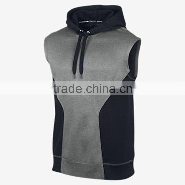Branded 100% Polyester Plain Sleeveless Hoodie T Shirt