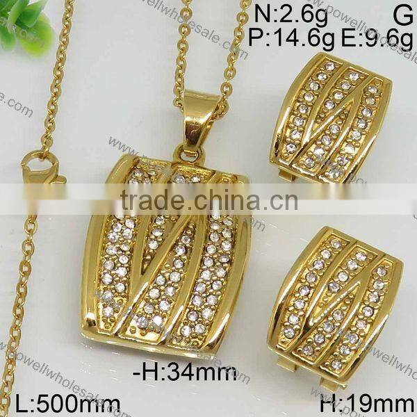 Hot deisgns wholesale american diamond jewelry gold plated jewelry set